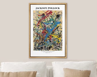 DustinWay Framed Canvas Print Wall Art Abstract Painting by Jackson Pollock Pop Modern Wall Art Decor