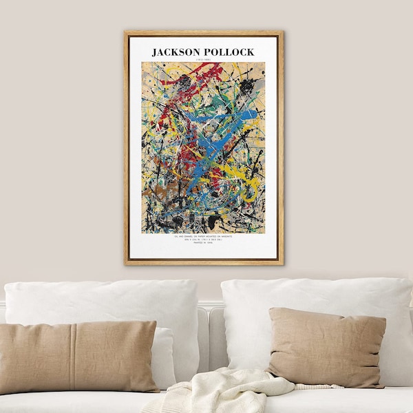 DustinWay Framed Canvas Print Wall Art Abstract Painting by Jackson Pollock Pop Modern Wall Art Decor