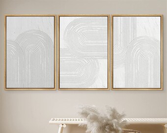 DustinWay Framed Canvas Print Wall Art Set Abstract Arches Prints Modern Art Neutral Minimalist Decor Living Room