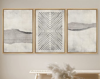 DustinWay Framed Canvas Print Wall Art Set of 3 Abstract Modern Art Minimalist Decor