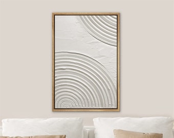 DustinWay Framed Canvas Print Wall Art Geometric Spiral Abstract Painting Print Modern Art Neutral Minimalist Decor