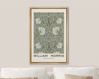 DustinWay Framed Canvas Print Wall Art Pimpernel Flowers by William Morris Fine Art Modern Farmhouse Vintage Decor