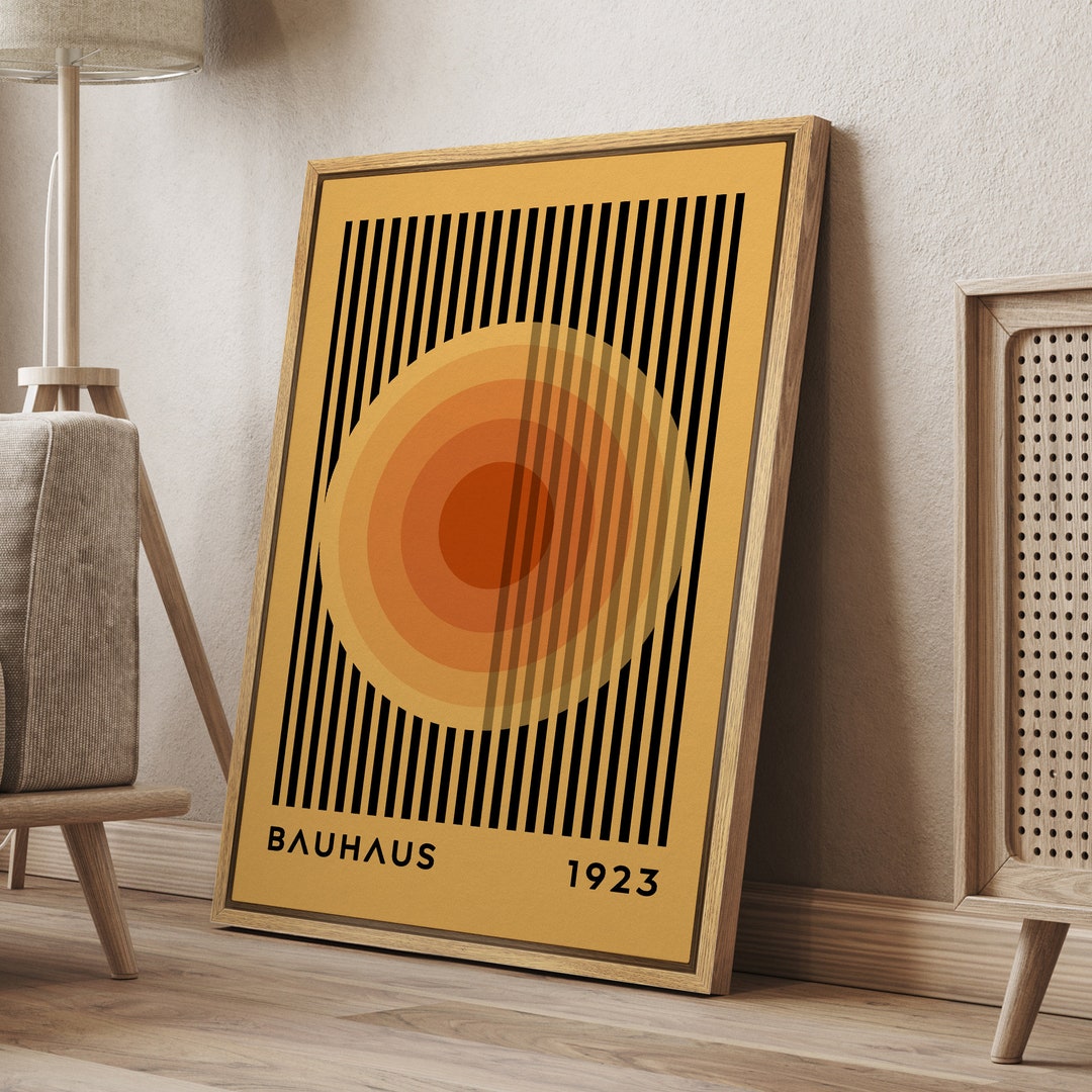 Dustinway Framed Canvas Print Wall Art Bauhaus Orange Circle Abstract ...