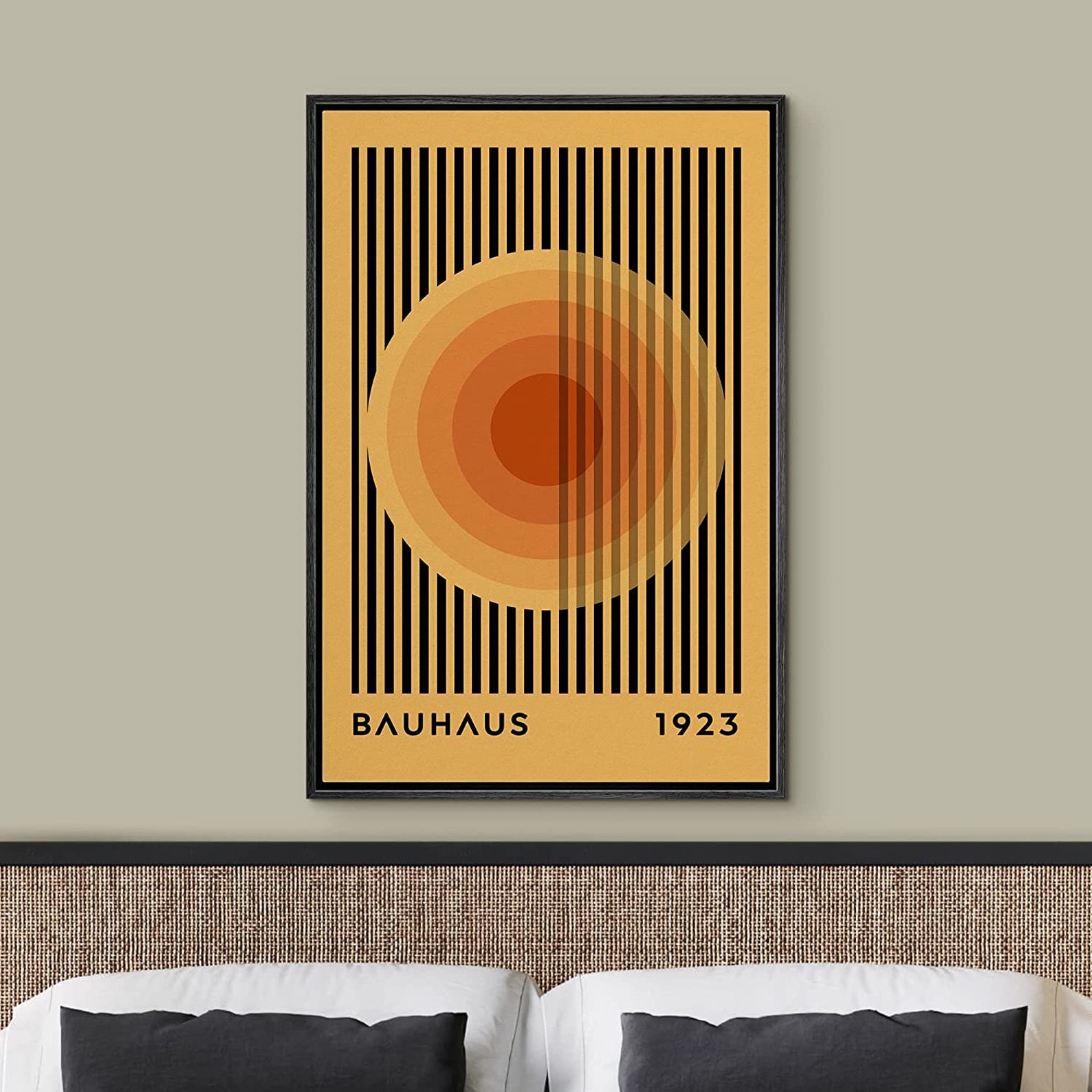 Dustinway Framed Canvas Print Wall Art Bauhaus Orange Circle Abstract ...