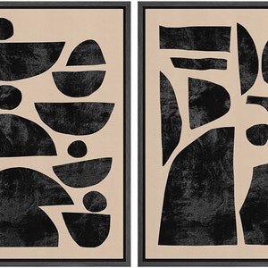 Dustinway Framed Canvas Print Wall Art Set of 2 Abstract Shapes ...