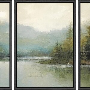 Dustinway Framed Canvas Print Wall Art Set of 3 Emerald Green Pastel ...