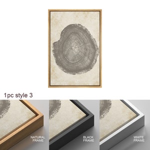 DustinWay Framed Canvas Print Wall Art Set of 3 Pastel Grunge Wood Tree Rings Abstract Illustrations Minimalist Modern Art Boho Decor image 10