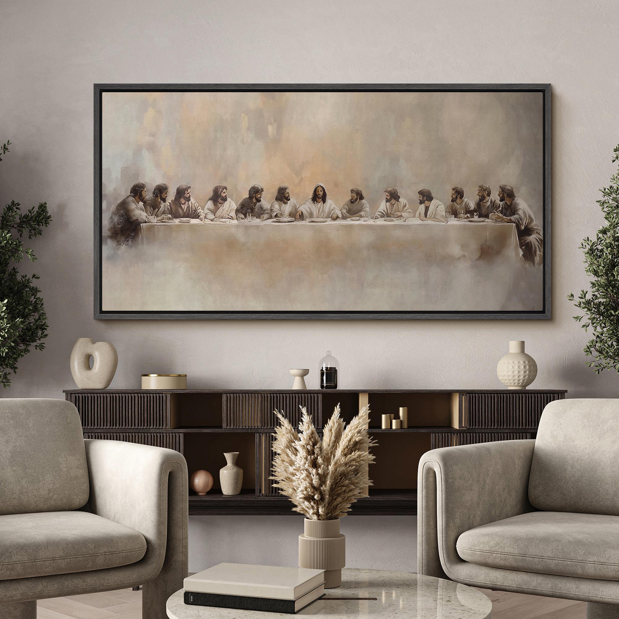 Large Framed Canvas Wall Art Jesus The Last Supper Watercolor Art Modern Christian Classic Timeless Religious artwork Church Wall Decor