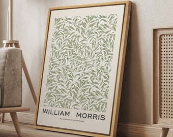 DustinWay Framed Canvas Print Wall Art Willow Bough Flower by William Morris Fine Art Modern Farmhouse Vintage Decor