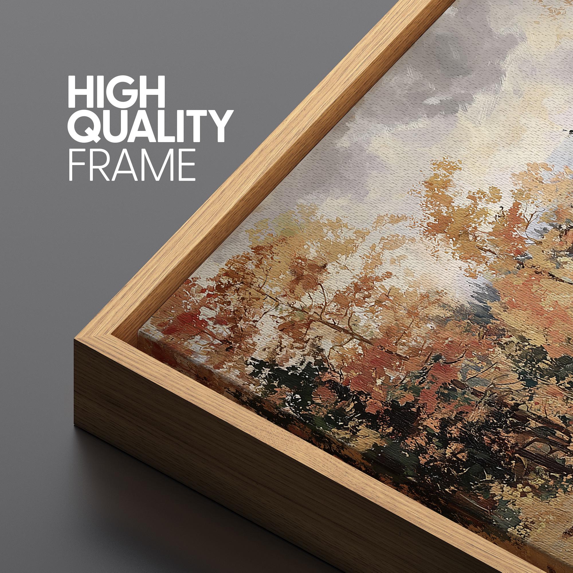 Autumn Forest Wall Art, Framed Golden Fall Tree Landscape Canvas Print ...