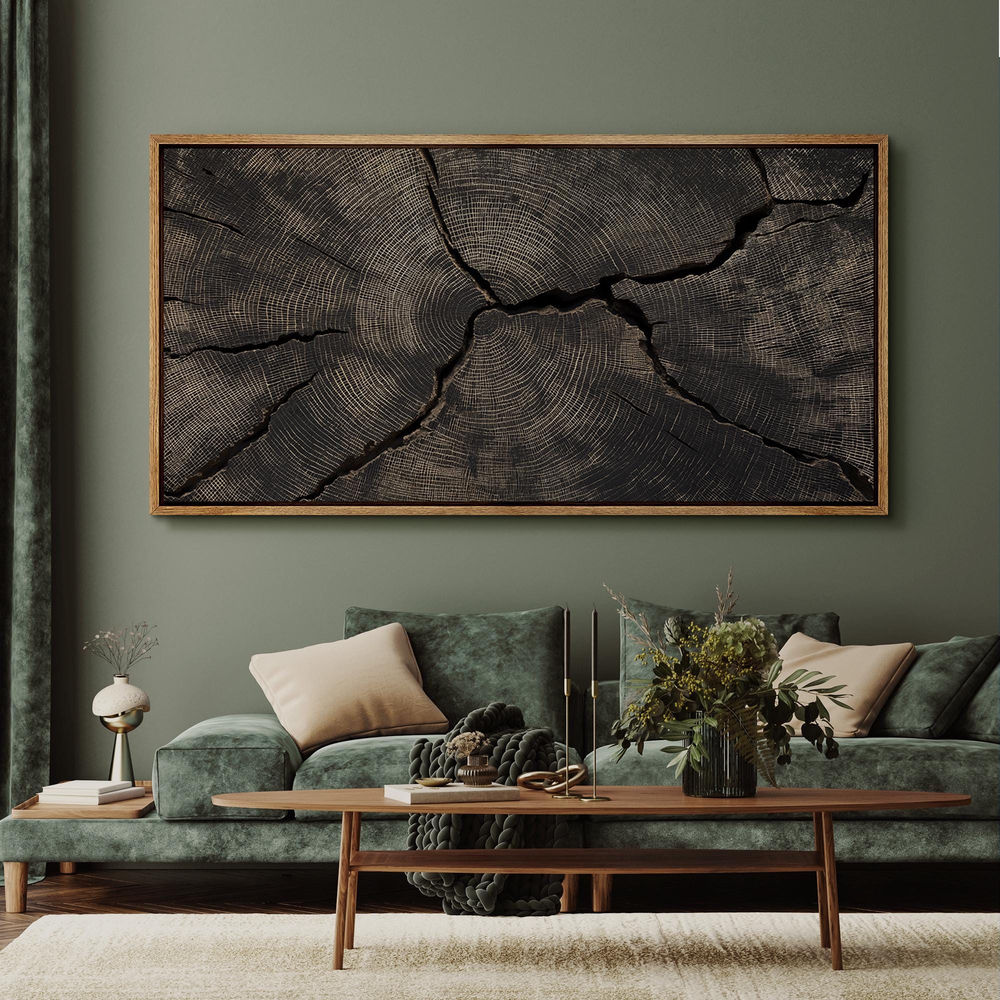 Gallery Detail: Wood Grain Texture Wall Art Large Framed Tree Ring Canvas