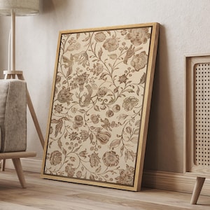 Framed Canvas Wall Art Abstract Vintage Wildflower Botanical Flower Prints Artwork Illustration Mid Century Modern Farmhouse Wall Decor