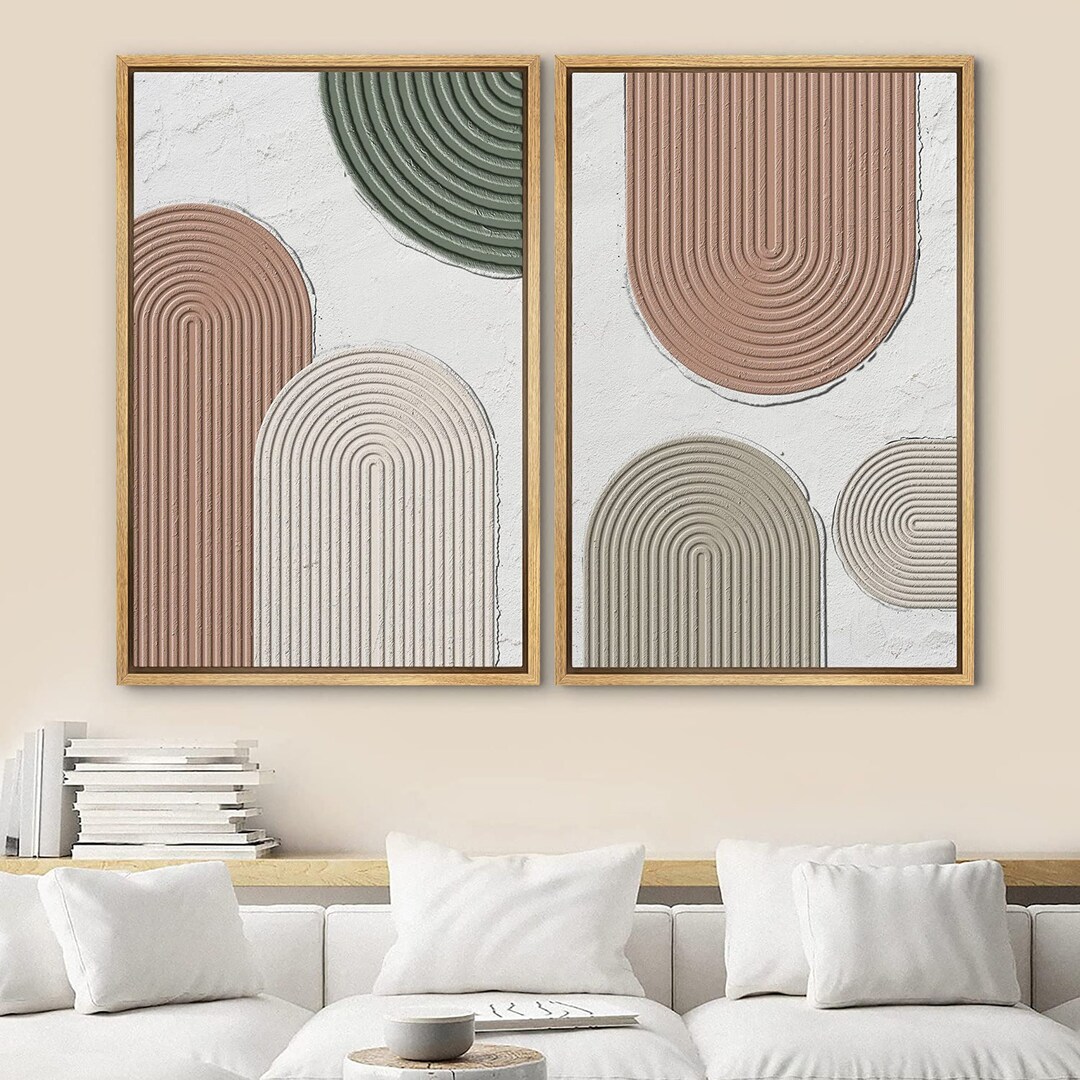 Dustinway Framed Canvas Print Wall Art Set of 2 Arches Abstract Shape