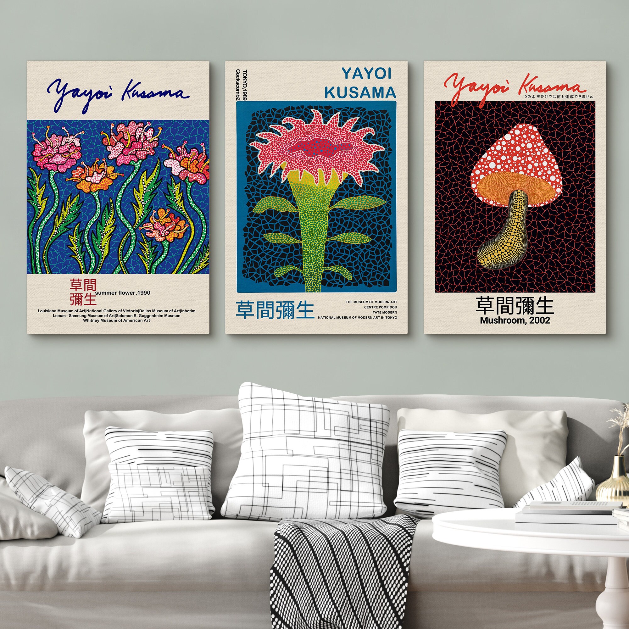 Dustinway Framed Canvas Print Wall Art Set of 3 Floral Botanical