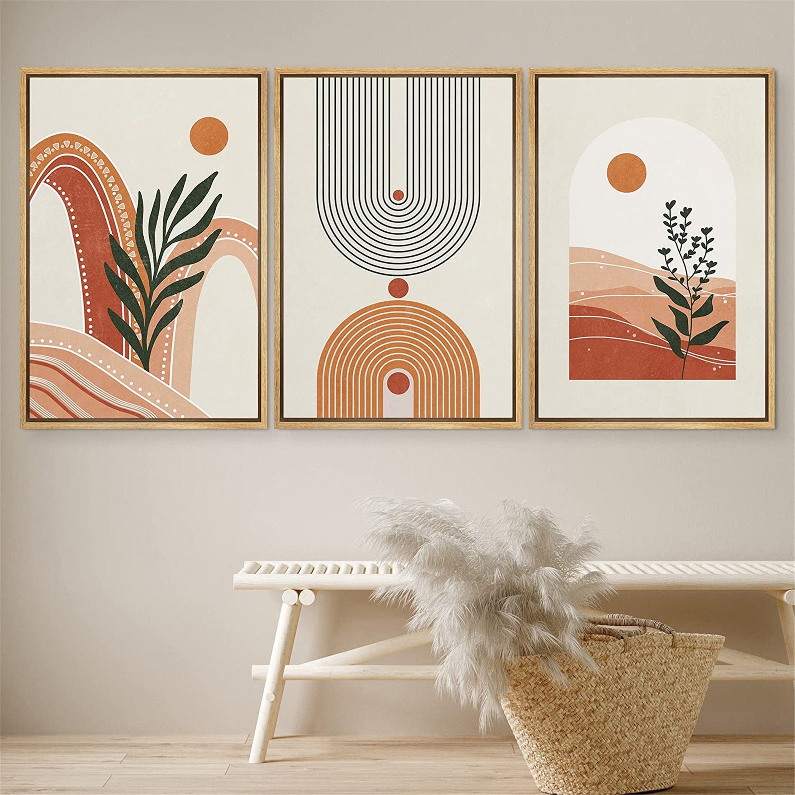Dustinway Framed Canvas Print Wall Art Set of 3 Geometric Arch Etsy