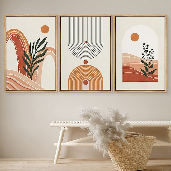 Dustinway Framed Canvas Print Wall Art Set of 3 Geometric Arch Etsy