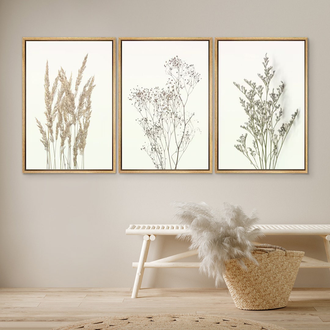 Dustinway Framed Canvas Print Wall Art Set of 3 Wildflower Botanical