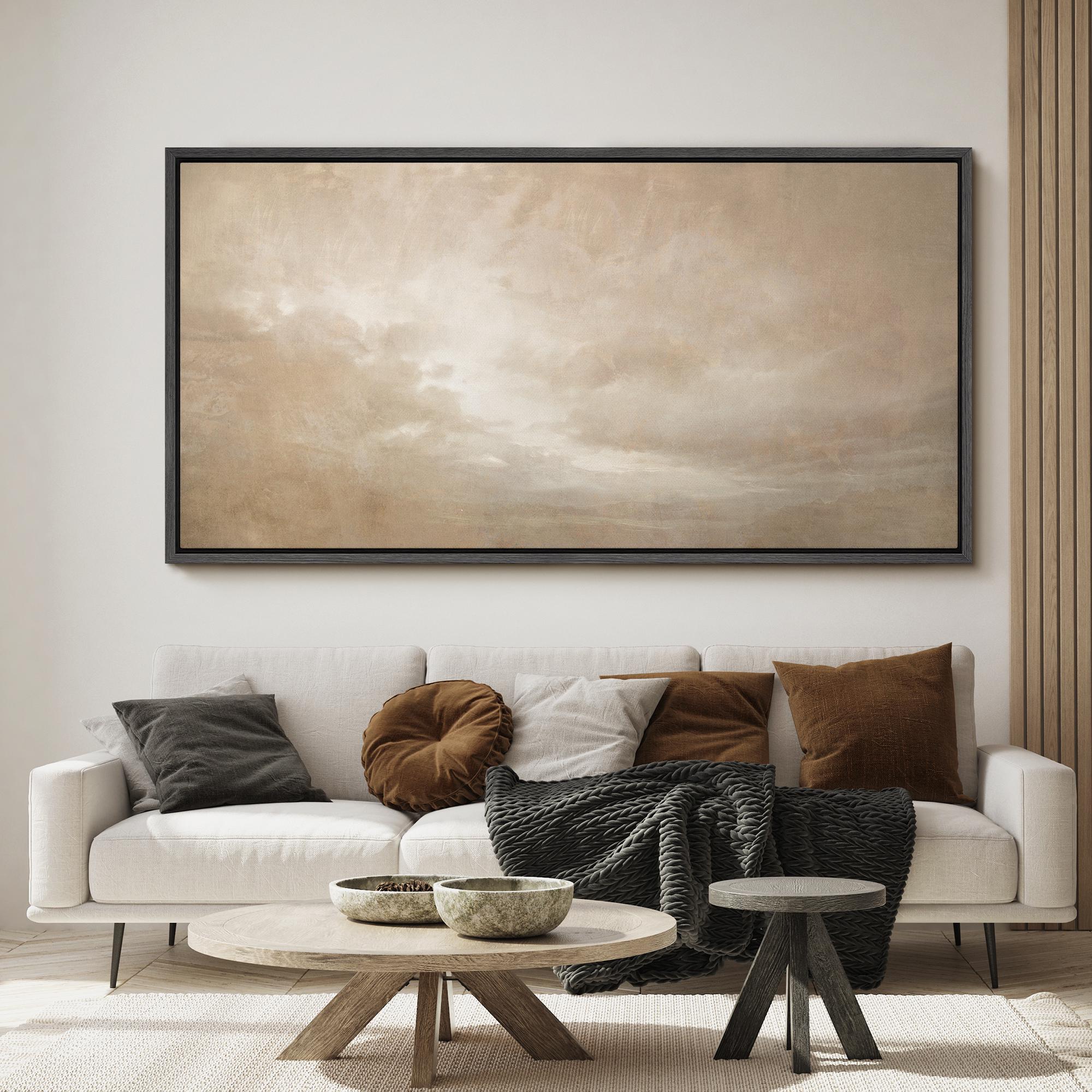 Large Framed Neutral Beige Cloudscape Wall Art, Minimal Abstract Sky ...
