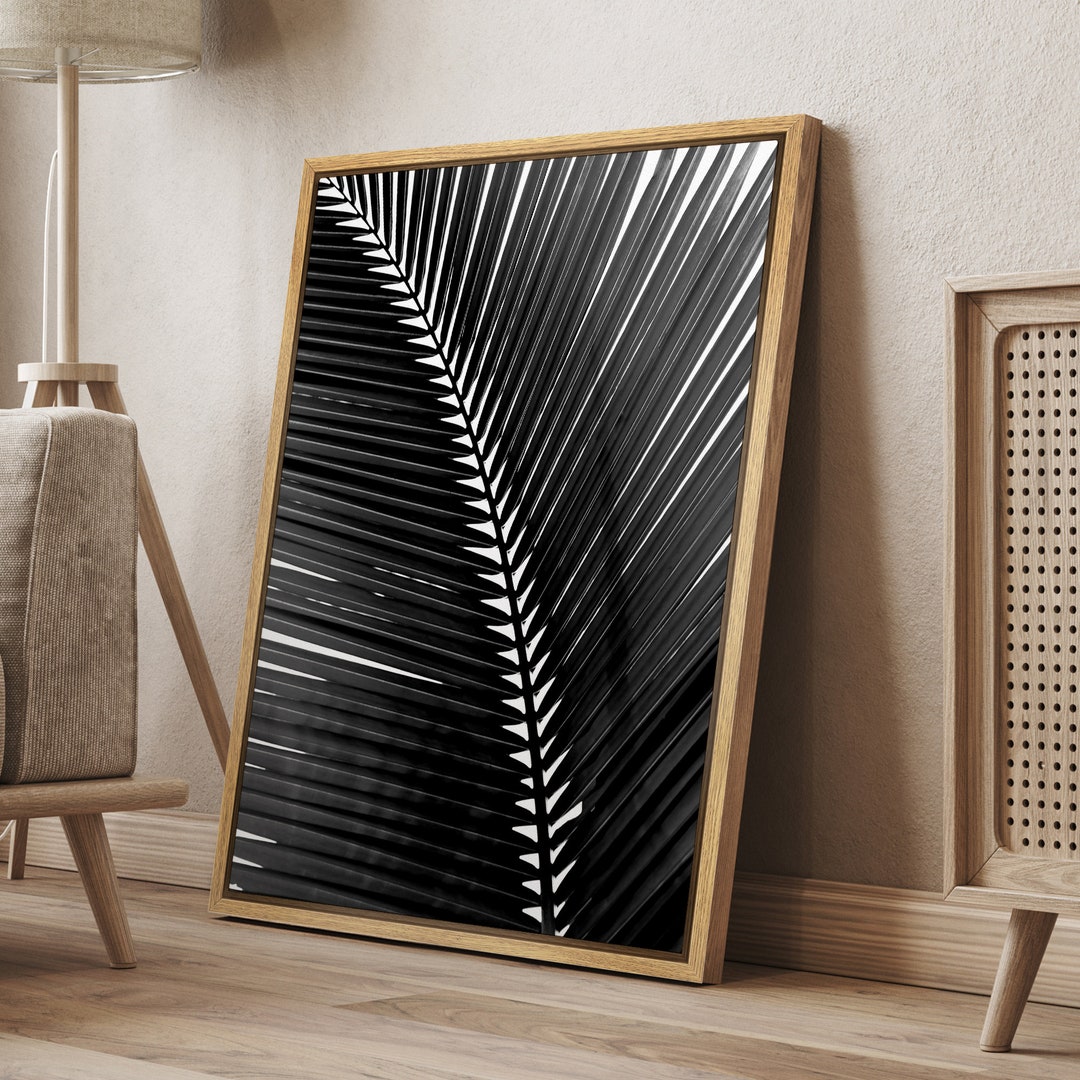 Dustinway Framed Canvas Print Wall Art Black and White Tropical Jungle ...