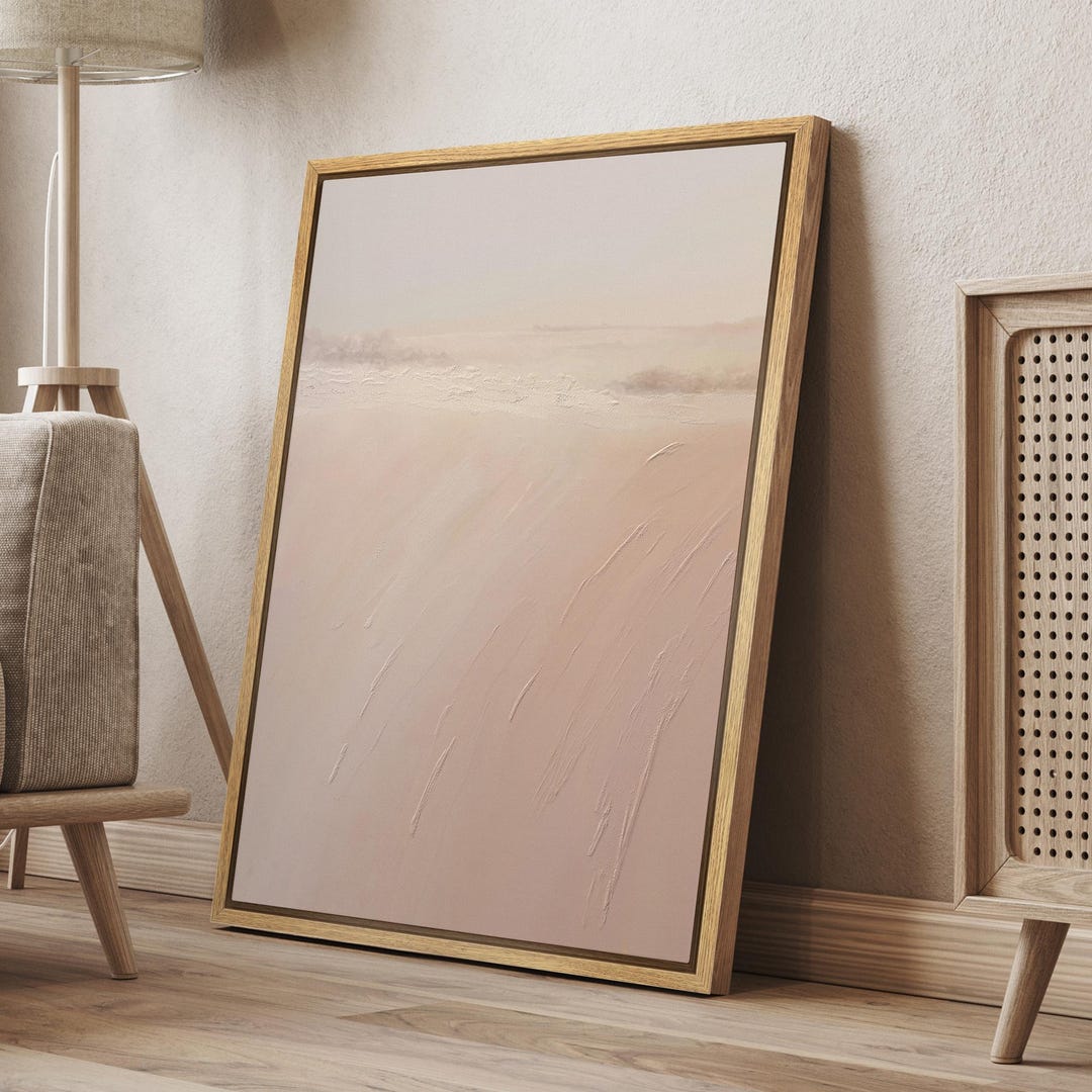 Framed Canvas Wall Art Abstract Pink Painting Printed Artwork