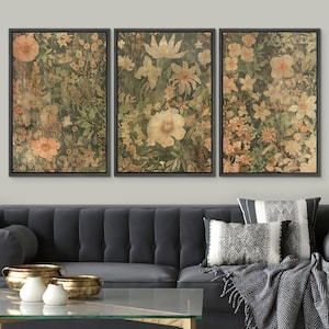 Framed Canvas Wall Art Prints Set of 3 Wildflower Botanical Floral Wall ...
