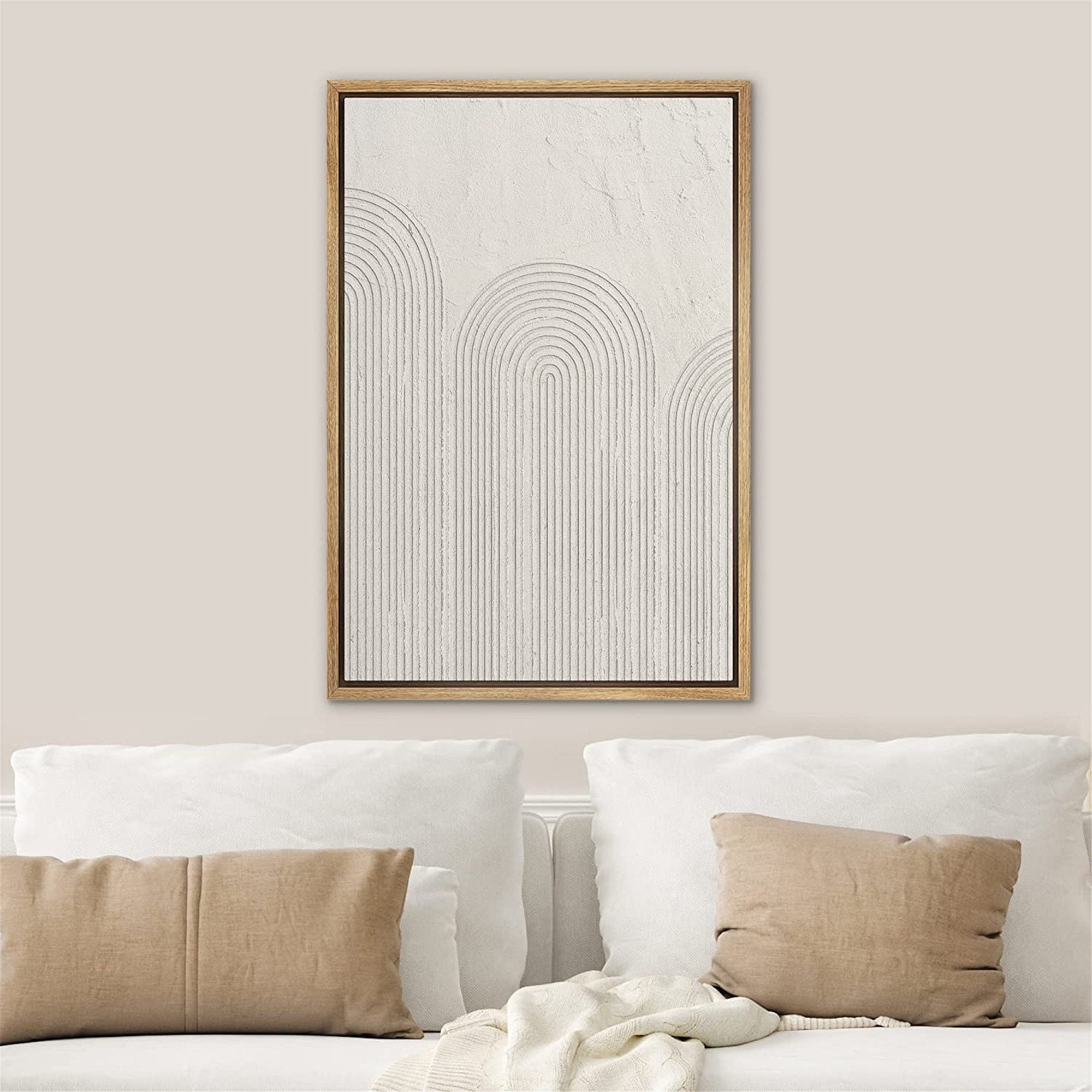 Dustinway Framed Canvas Print Wall Art Textured Effect Gray Etsy