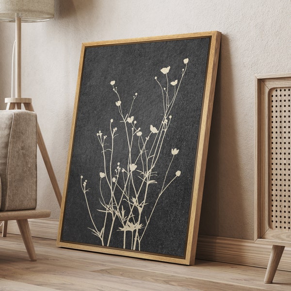 DustinWay Framed Canvas Print Wall Art Set Wildflower Botanical Illustrations Minimalist Art Modern Farmhouse Decor