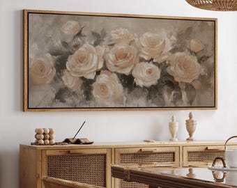 Large Wall Art Framed Canvas Abstract Pink Rose Floral Print