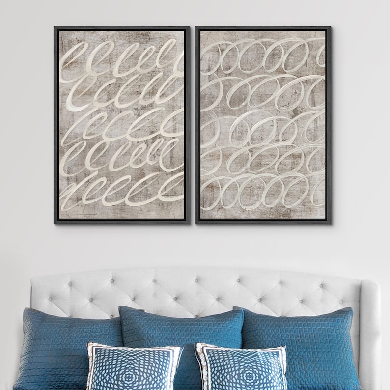 Dustinway Framed Canvas Print Wall Art Set of 2 Abstract Line Prints ...