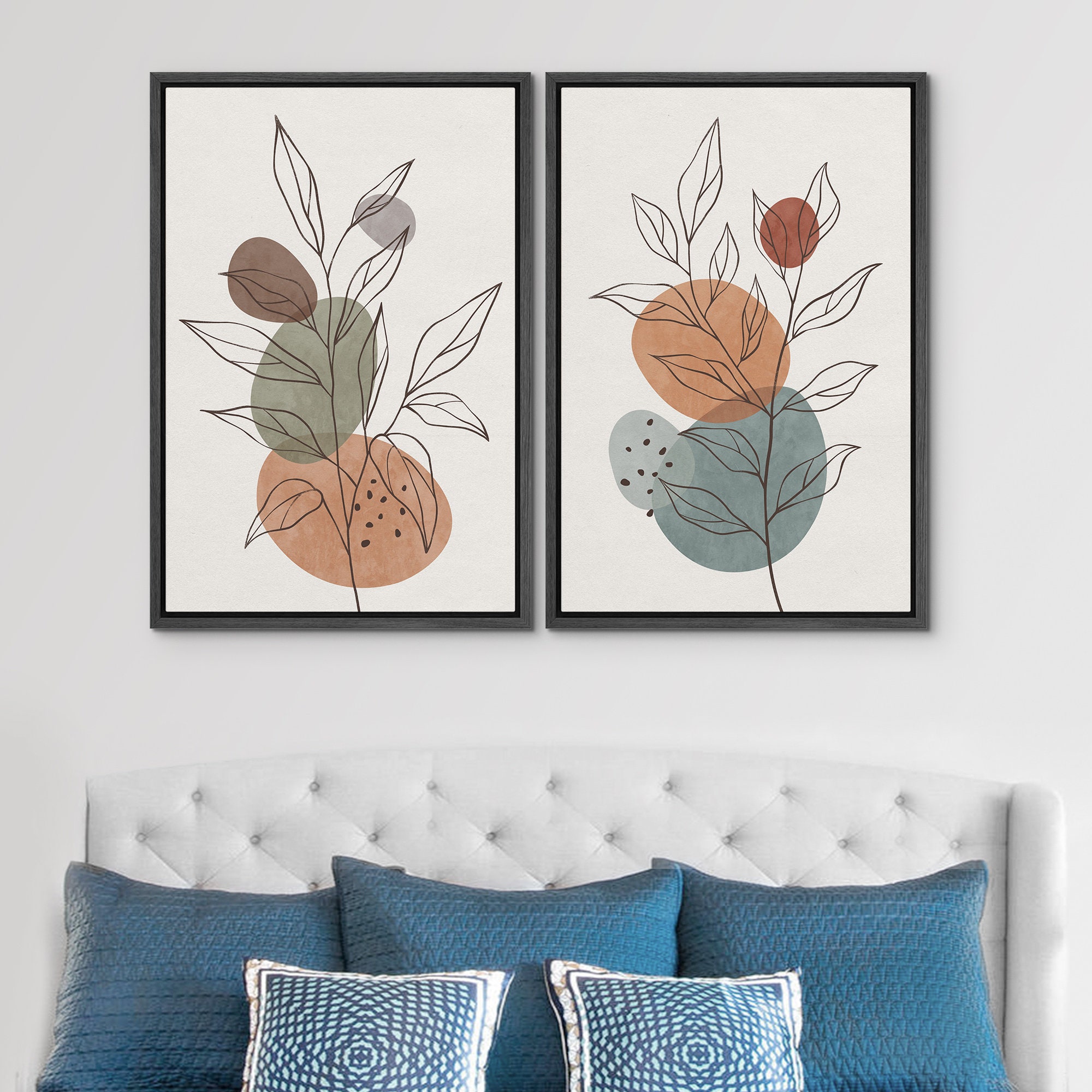 Dustinway Framed Canvas Print Wall Art Set of 2 Geometric