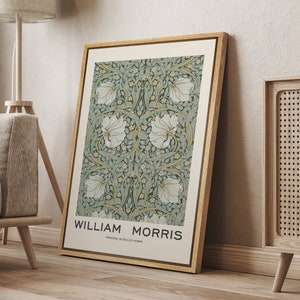 DustinWay Framed Canvas Print Wall Art Pimpernel Flowers by William Morris Fine Art Modern Farmhouse Vintage Decor