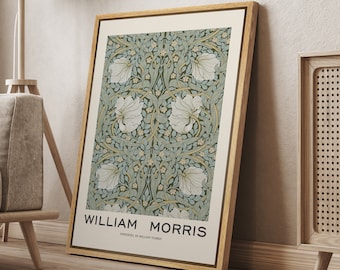 DustinWay Framed Canvas Print Wall Art Pimpernel Flowers by William Morris Fine Art Modern Farmhouse Vintage Decor