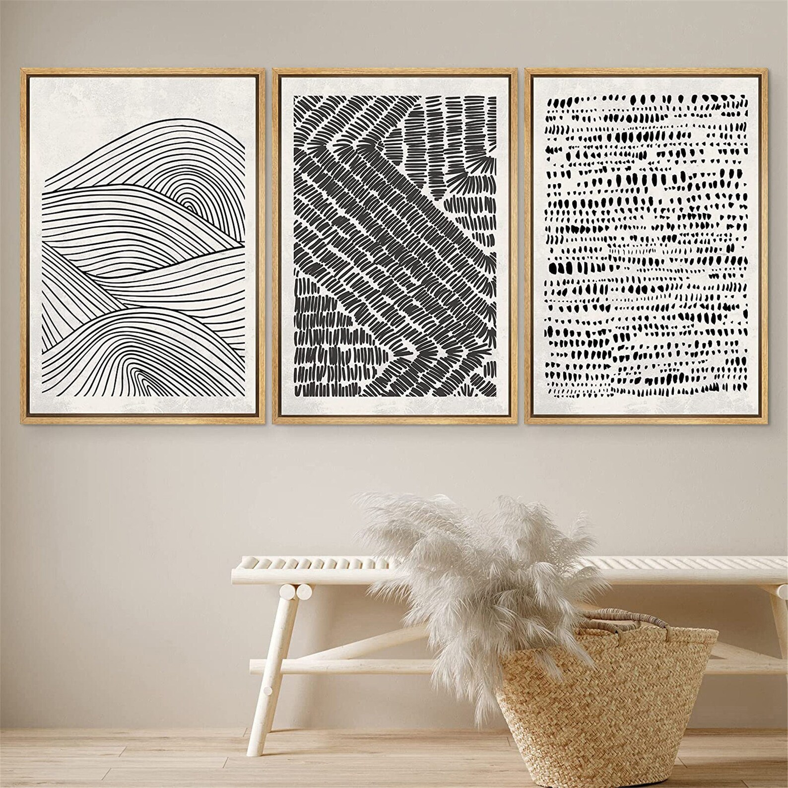 Dustinway Framed Canvas Print Wall Art Set of 3 Pastel Etsy