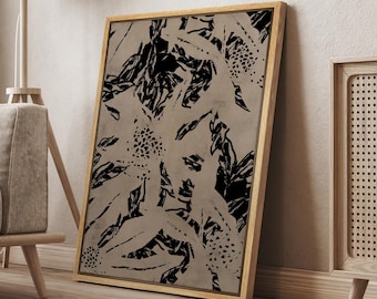 Abstract Black & White Canvas Wall Art - 24x36 Inch Framed Modern Painting For Living Room, Bedroom, Office