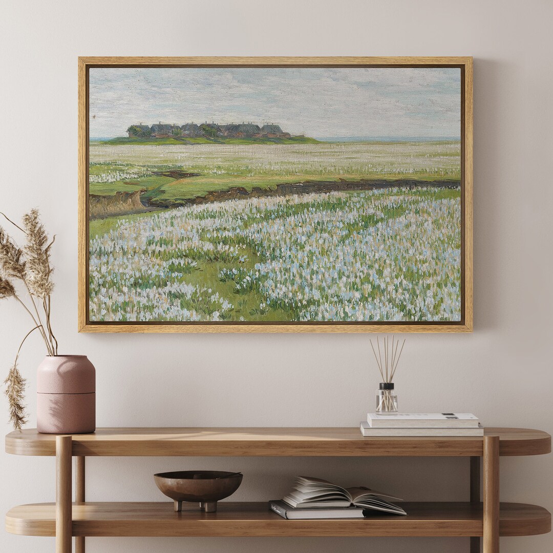 Dustinway Framed Canvas Print Wall Art Wildflower Field Floral ...