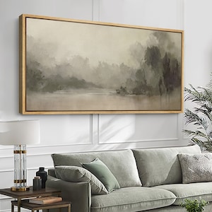 Framed Canvas Large Wall Art Prints Misty Forest Landscape Neutral Wall ...