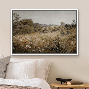 Framed Canvas Wall Art Set of 3 Wildflower Field Print Woodland ...