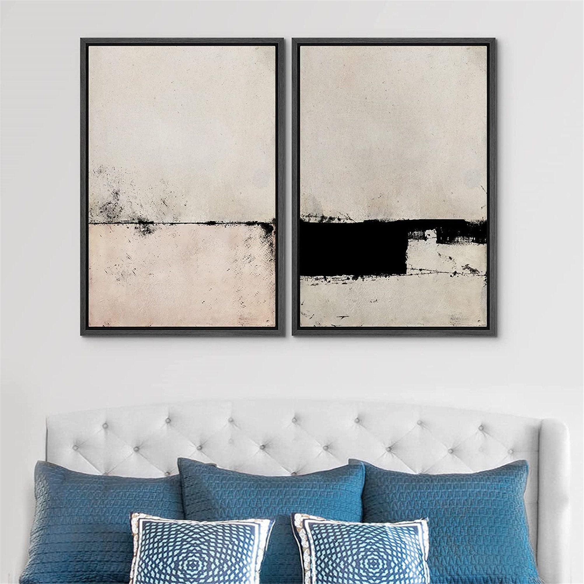 Dustinway Framed Canvas Print Wall Art Set of 2 Pastel Etsy