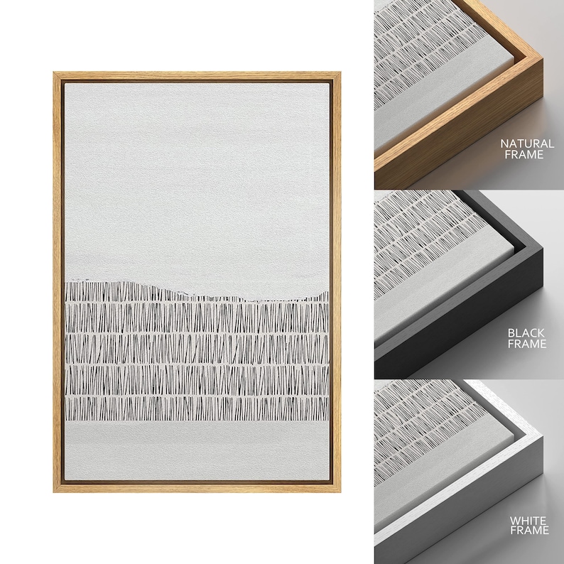 Dustinway Framed Canvas Print Wall Art Set of 3 Black Tan Abstract Line ...