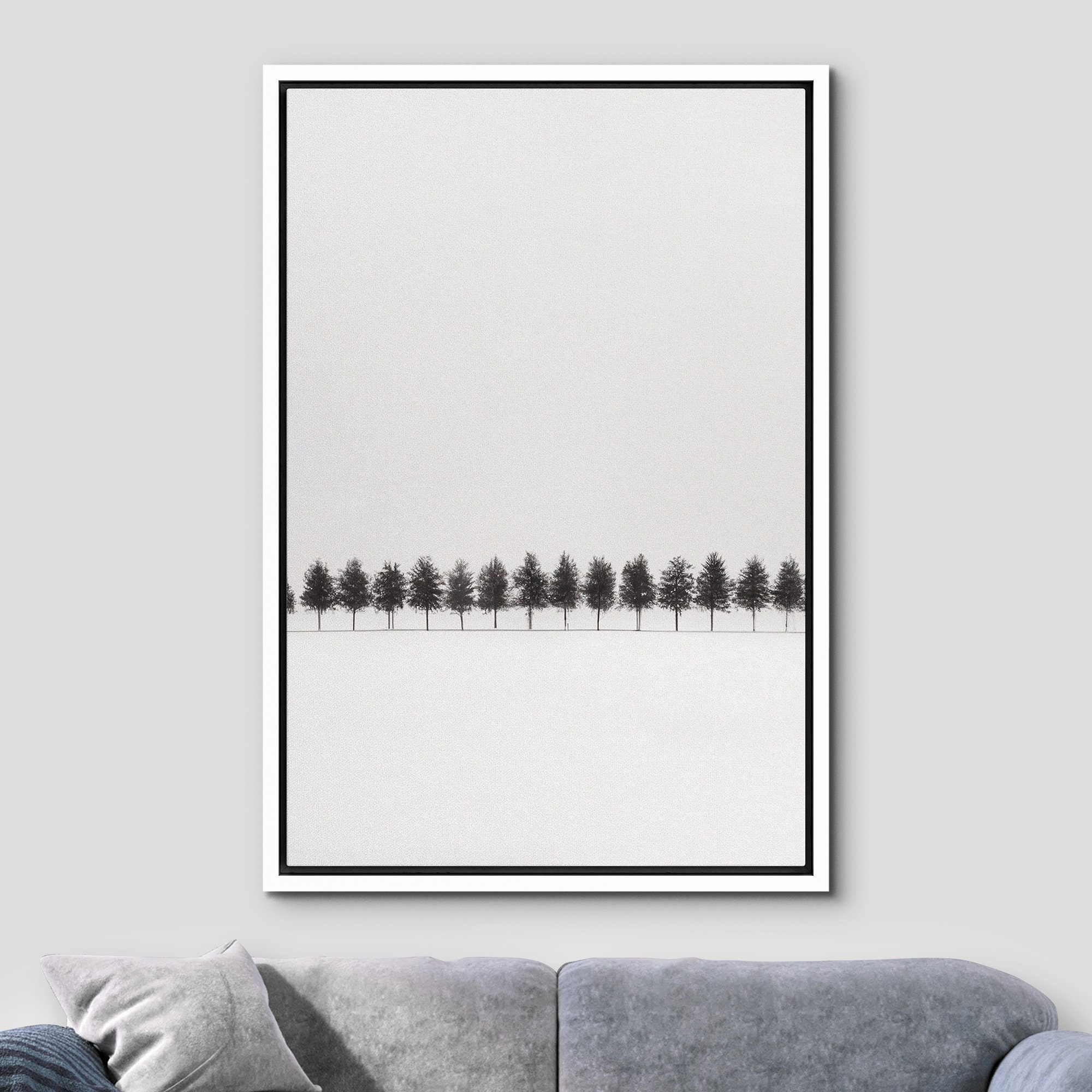 Dustinway Framed Canvas Print Wall Art Black and White Trees ...