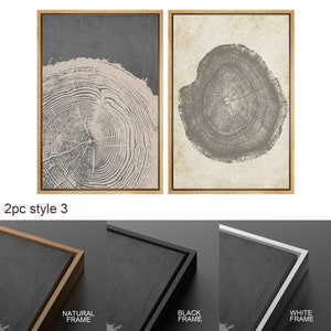 DustinWay Framed Canvas Print Wall Art Set of 3 Pastel Grunge Wood Tree Rings Abstract Illustrations Minimalist Modern Art Boho Decor image 7