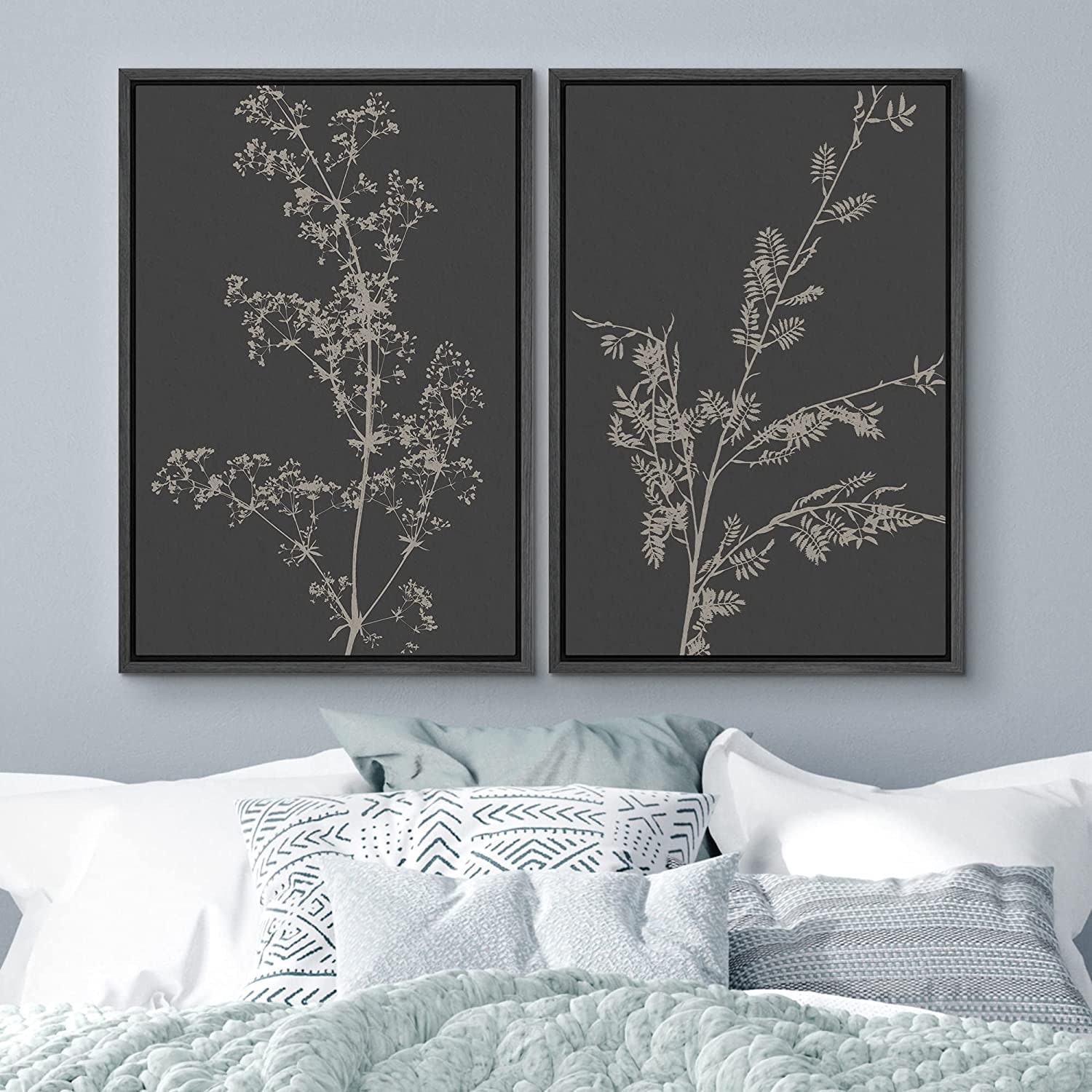 Dustinway Framed Canvas Print Wall Art Set of 2 Wildflower Botanical ...