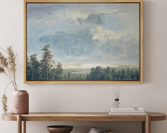 DustinWay Framed Canvas Wall Art Cloud Sky Country Landscape Photography Art Print Vintage Minimalist Wall Decor
