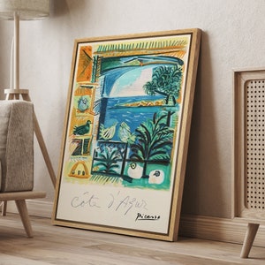 DustinWay Framed Canvas Wall Art Print French Riviera by Pablo Picasso Vintage Art Minimalist Modern Wall Decor