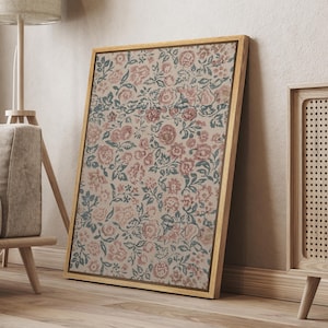 Framed Canvas Wall Art Vintage Wildflower Botanical Flower Prints Artwork Illustration Minimalist Modern Wall Art Living Room Decor