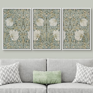 Framed Canvas Wall Art Set of 3 William Morris Pimpernel Vintage Floral ...