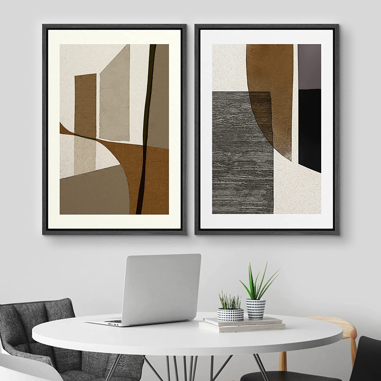 Dustinway Framed Canvas Print Wall Art Set of 2 Geometric Abstract ...