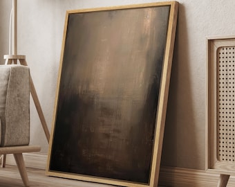 Framed Canvas Print Wall Art Abstract Dark Black Brown Neutral Artwork Illustrations Minimalist Modern Wall Art Living Room Decor