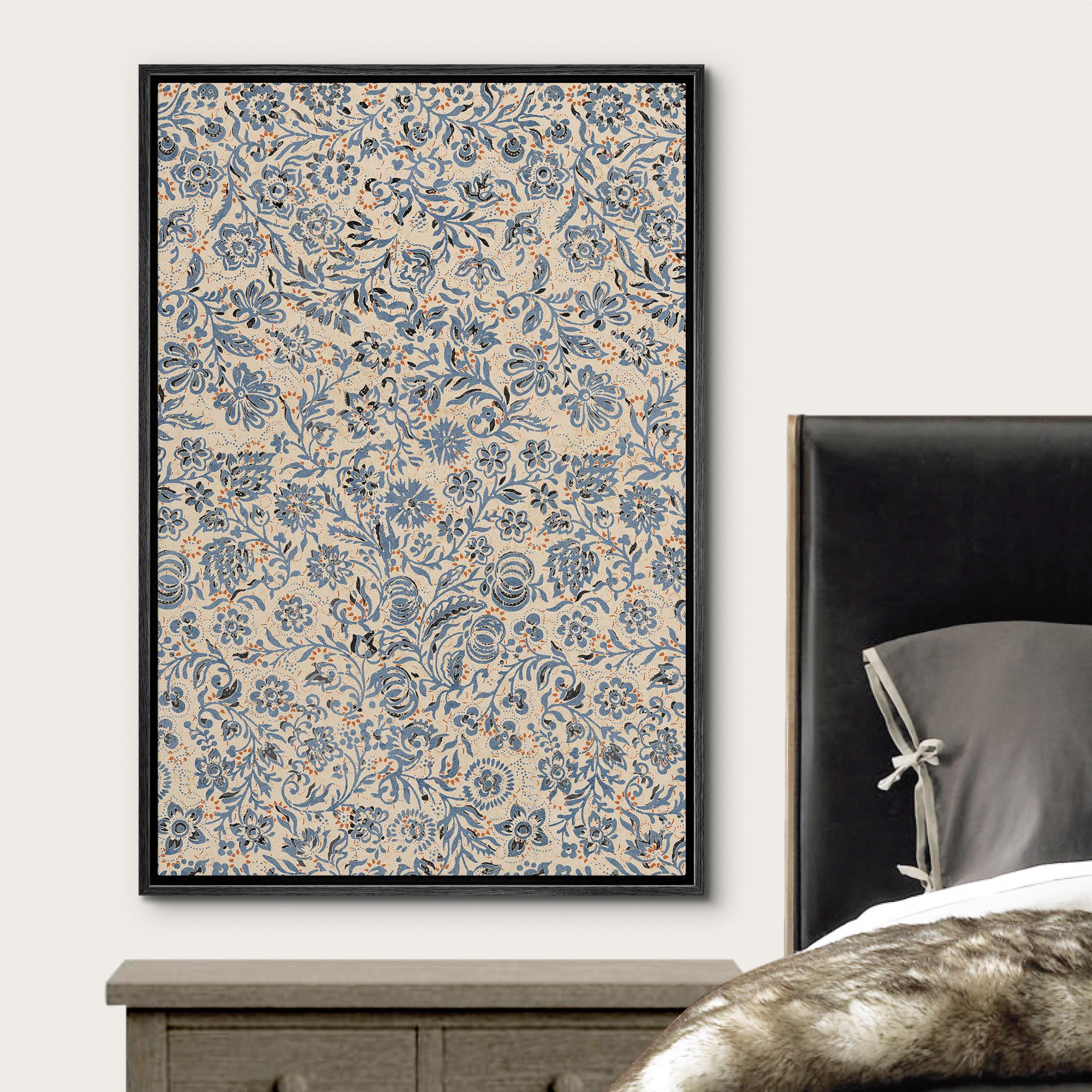Framed Canvas Wall Art Vintage Blue Wildflower Botanical Flower Prints ...