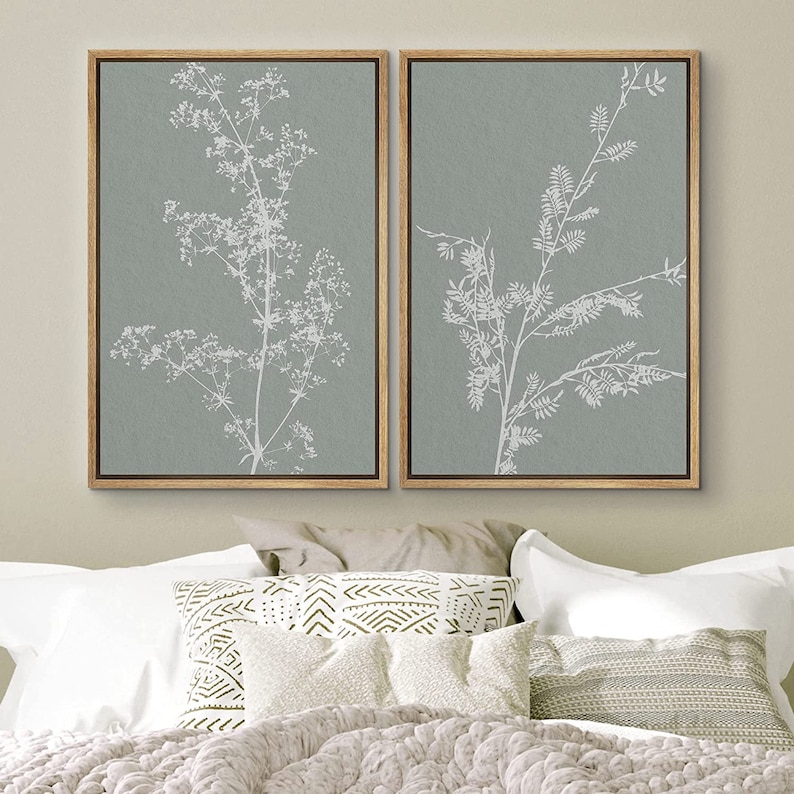 Set Of 3 Black And White Botanical Canvas Wall Art - Minimalist Flower Paintings 12x16in Framed - View #6